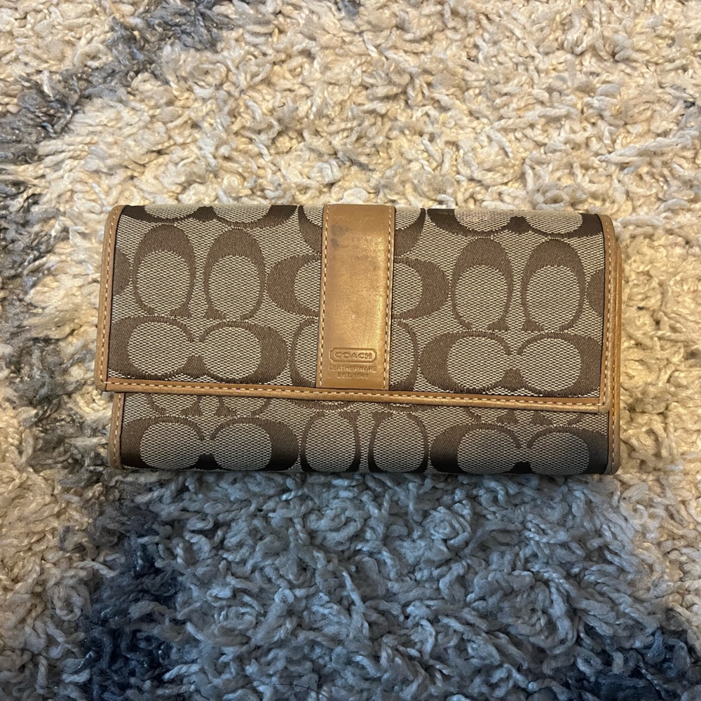 Coach Tan and Gray Signature Wallet